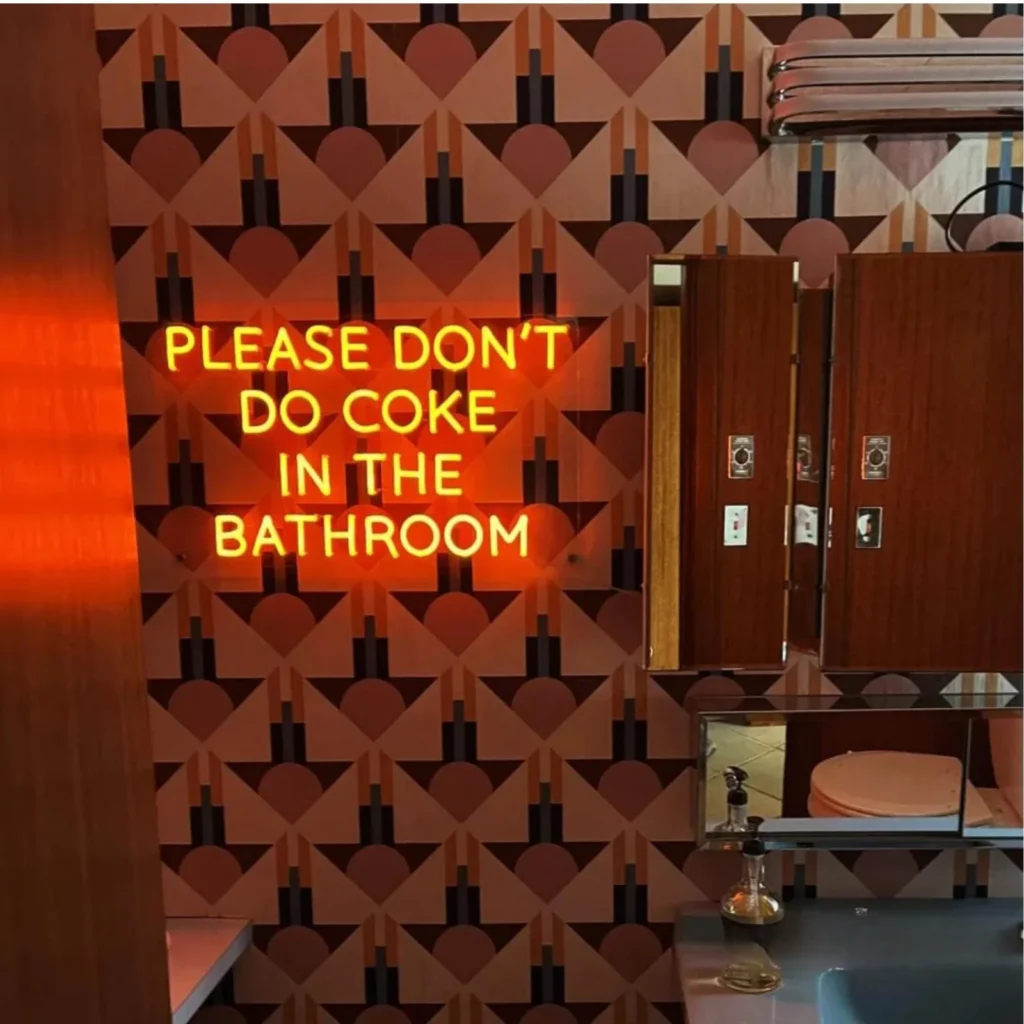 please don't do coke in the bathroom neon sign