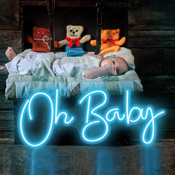 deep skyblue Oh Baby Neon Sign Led Light Name, Baby Shower Neon Sign