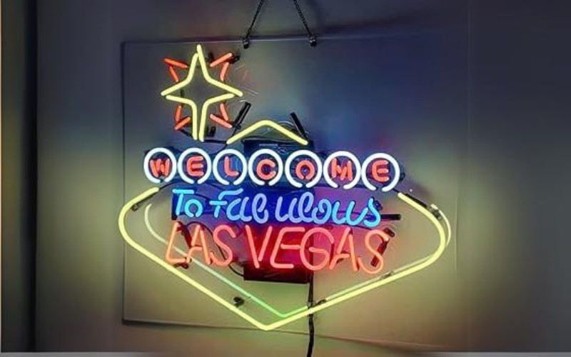custom logo signs -welcome to las vegas glass neon sign