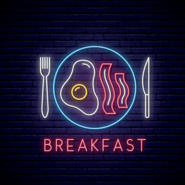 breakfast neon sign