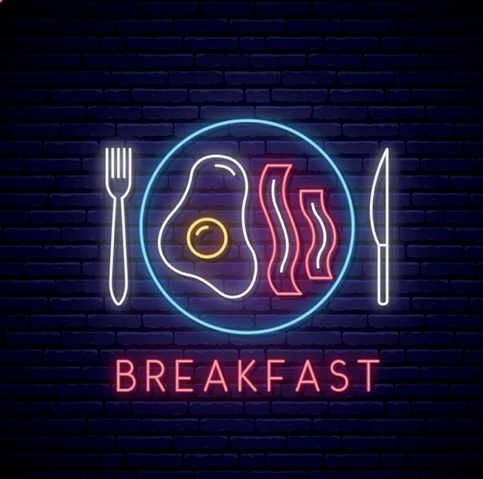 breakfast neon sign