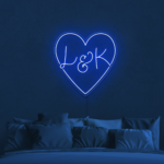 blue Heart With Initials Personalized Neon Sign