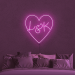 light pink Heart With Initials Personalized Neon Sign