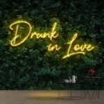 yellow drunk in love neon sign