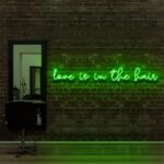 green "LOVE IS IN THE HAIR" Neon Sign For Hair Salons & BarberShops