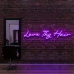 purple "LOVE THY HAIR" Neon Sign For Hair Salons & BarberShops