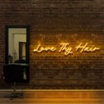 yellow "LOVE THY HAIR" Neon Sign For Hair Salons & BarberShops