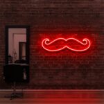 red "MOUSETACHE" Neon Sign For Hair Salons & Barbershop