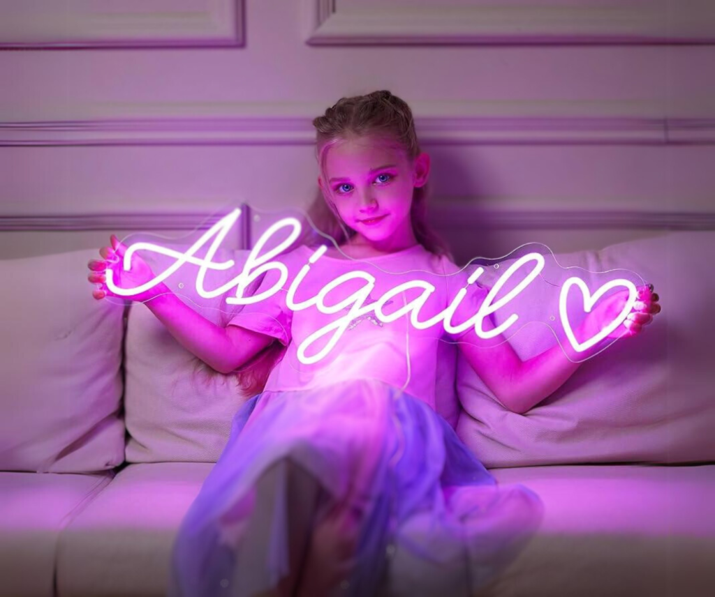 Neon sign Sizes and Dimensions: Which Neon Size Is Right For You? 2 young little girl holding size small neon sign - neon sign sizes