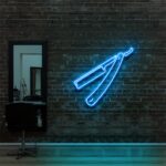 ice blue "RAZOR BLADE" Neon Sign For Hair Salons & BarberShops
