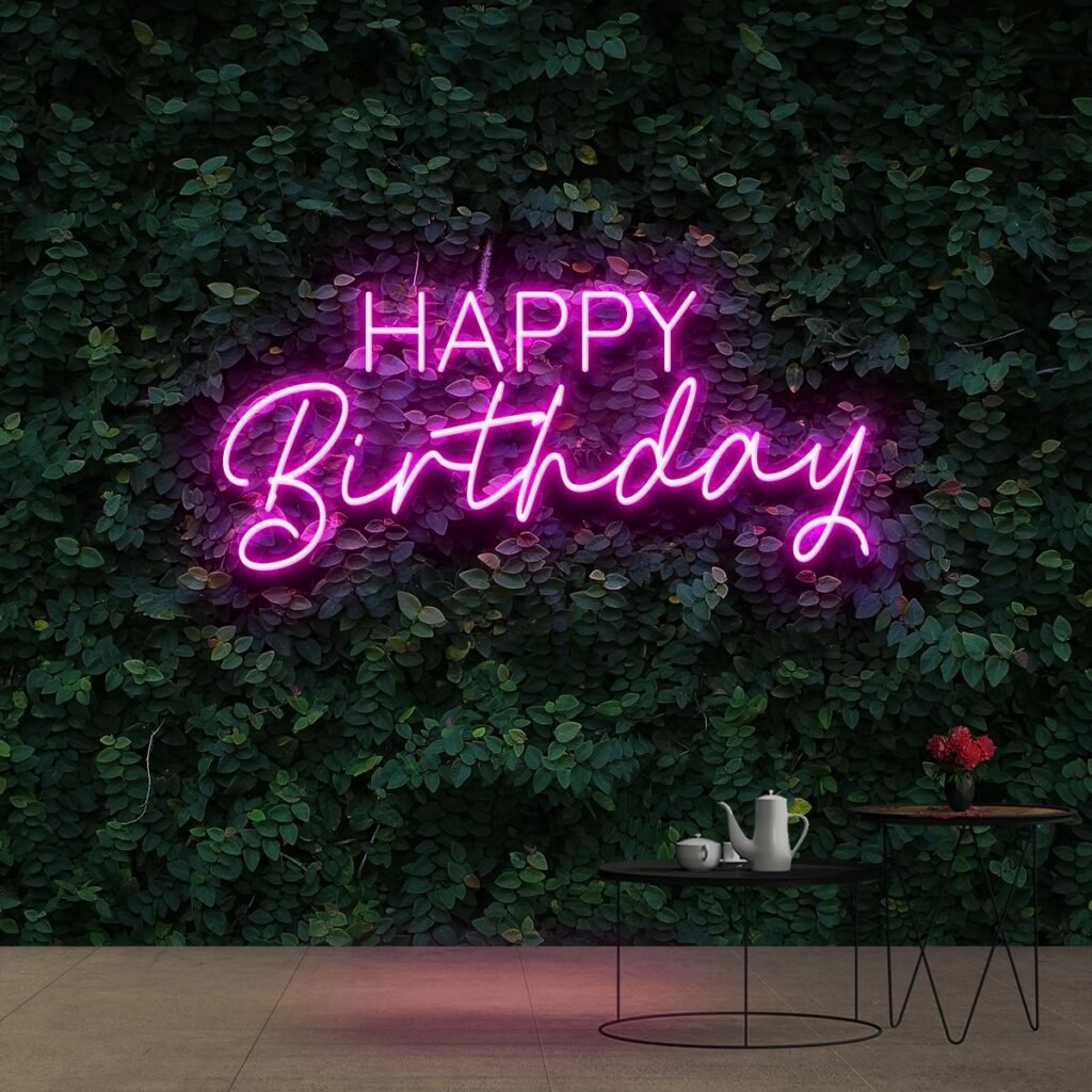 happy birthday neon sign neon icons 60cm 2ft pink cut to shape 22467308880049 1800x1800 Led neon sign